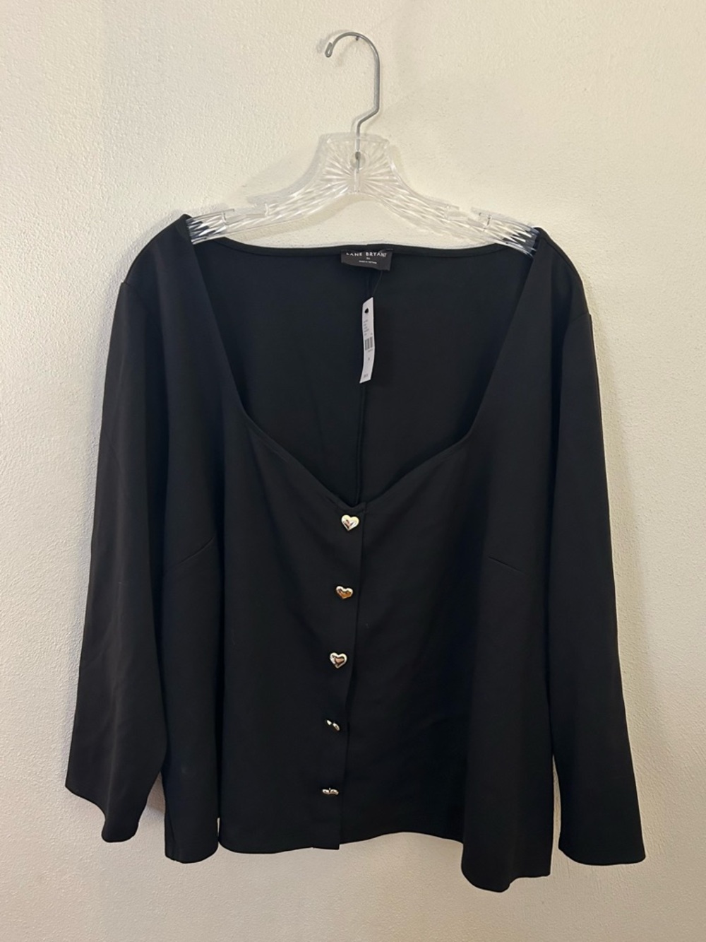 Lane Bryant Black Cropped Top w/Heart Button Details